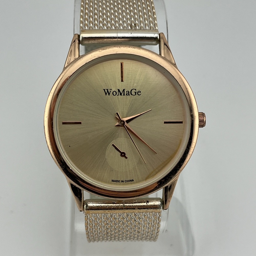 WoMaGe Watch Women 39mm Rose Gold Case Plastic Band- New Battery